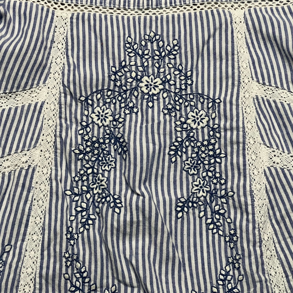 Free People FP Striped Blue and White Dress with Lace Details XS - Picture 4 of 4